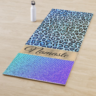 Tapete De Yoga Leopardo Verde e Roxo Exótico