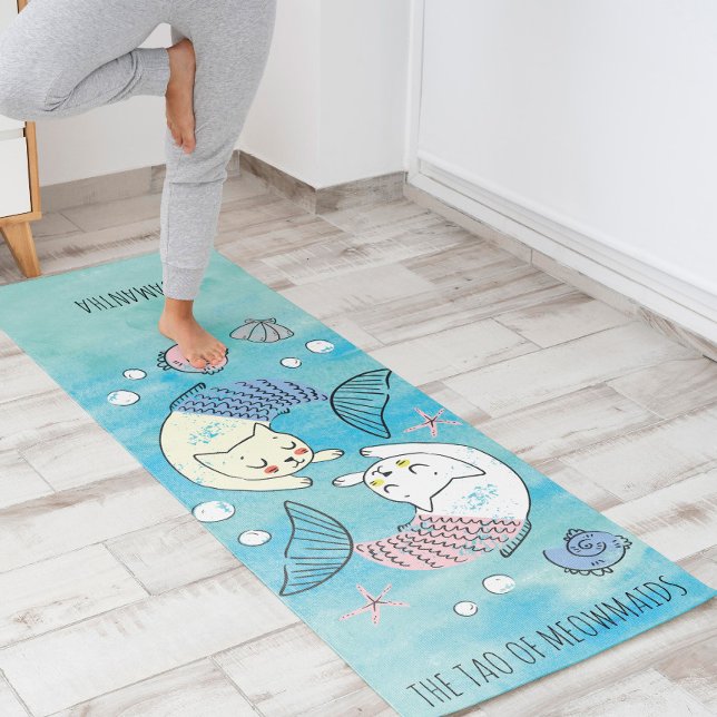 Tapete De Yoga Linda Aquarela Verde Tao das Meowmaids (Find your path to serenity and the right balance of awesomeness with this yin yang tao inspired mat)