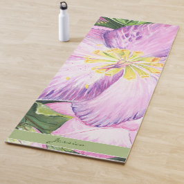 Tapete De Yoga Linda Flor de Lavanda com Famosa Citação de Ashtan
