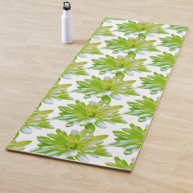 Tapete De Yoga Linda floral verde verde flor verde margarida (In Situ)