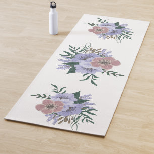 Tapete De Yoga Linda Lavanda em Buquê