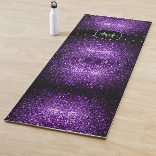 Tapete De Yoga Linda luz roxa escura brilha monograma