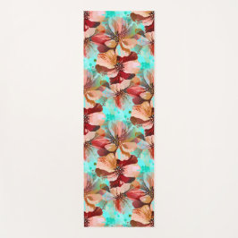 Tapete De Yoga Linda Pintada Aquarela Botânica Floral a