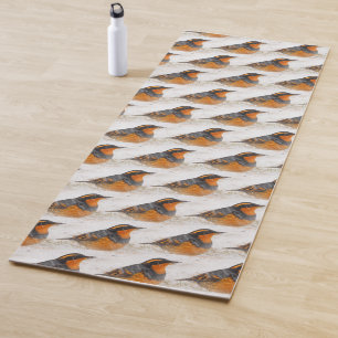 Tapete De Yoga Linda variedade de Thrush em um dia de inverno de