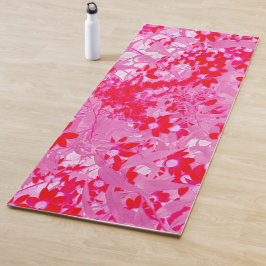 Tapete De Yoga Lindas Flores Vermelhas