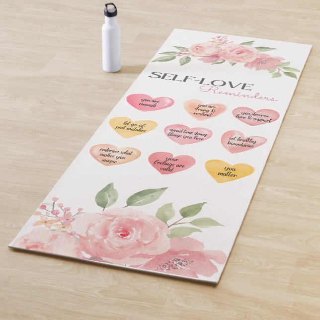 Tapete De Yoga Lindas Rosas Rosa, Citações Autoamadas em Forma de (In Situ)