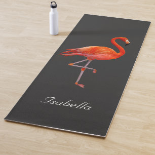 Tapete De Yoga Lindo flamingo em personalizado preto 