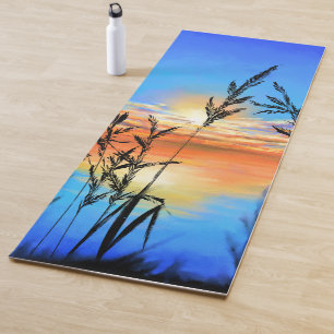 Tapete De Yoga Lindo Lago Sunset - Espelho - Pintura Original