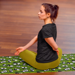 Tapete De Yoga Lindo Urso Panda de Bambu Animal Padrão Asiático