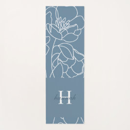 Tapete De Yoga Linha de Flor Silvestre Azul Arte Personalizada Mo