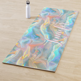 Tapete De Yoga Líquido Colorido Iridescente Pastel Holográfico