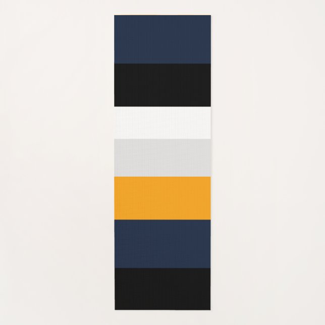 Tapete De Yoga Listras amarelas, azuis, brancas e pretas (Frente)