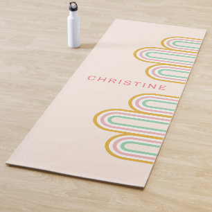 Tapete De Yoga Listras Arrancadas Retro Mínimo Cor-de-rosa Pastel