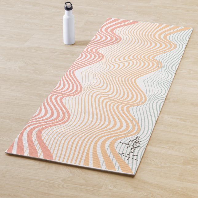 Tapete De Yoga Listras coloridas onduladas com o seu NOME esporte (In Situ)
