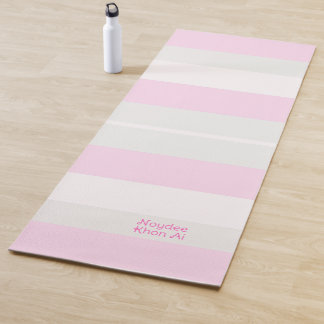 Tapete De Yoga Listras Rítmicas Linhas Horizontais Cinza Rosa Bra