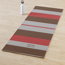 Tapete De Yoga Listras Rítmicas Linhas Horizontais Cinza Vermelho