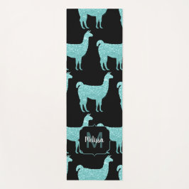 Tapete De Yoga Llama Turquoise glitter Sparkles padrão Monograma