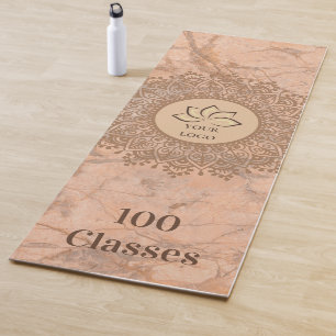 Tapete De Yoga Logotipo Bonito de Blush Henna Mandala