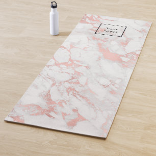 Tapete De Yoga Logotipo da empresa rosa gold white marble busines