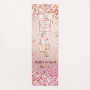 Tapete De Yoga logotipo da escola de dança do balé cor-de-rosa-ro