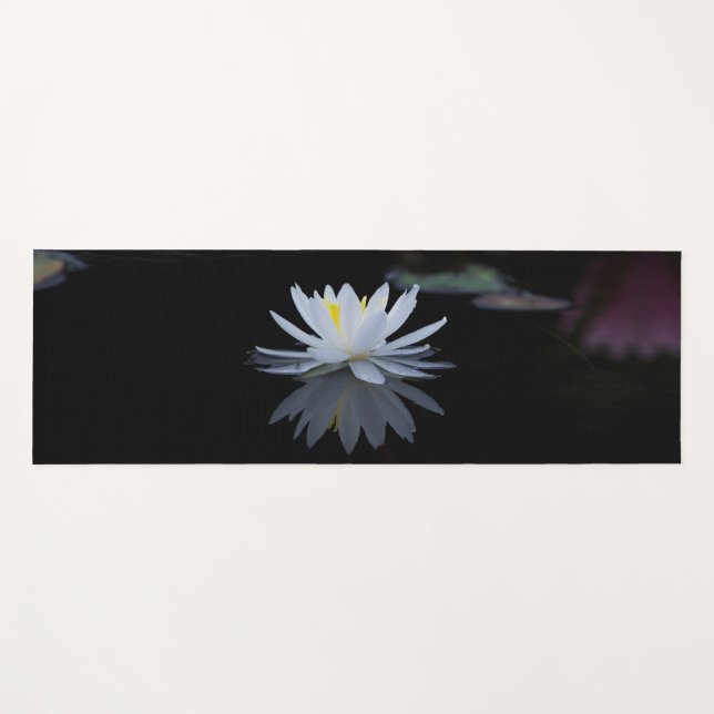 Tapete De Yoga Lotus Branco Elegante, Preto (Frente (Horizontal))