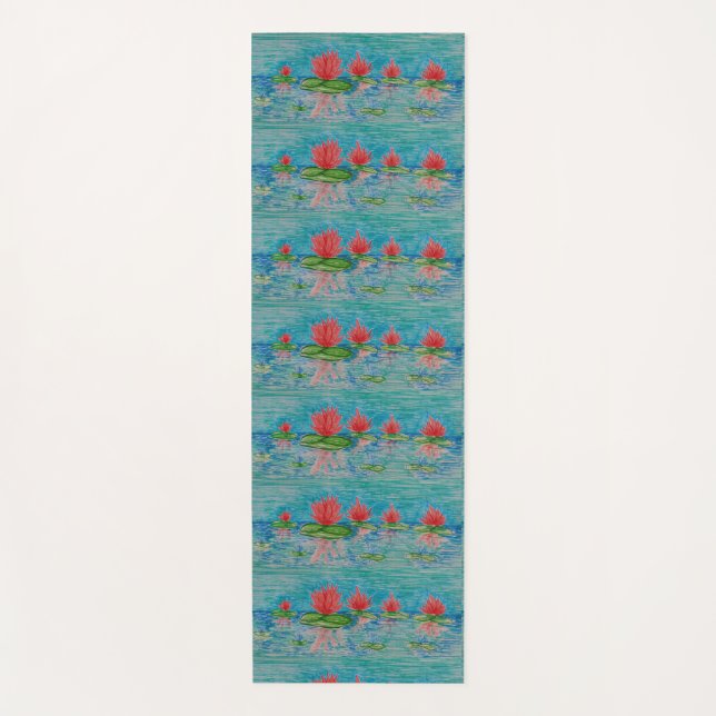 Tapete De Yoga Lótus Cor-de-rosa, Arte ingênua Yoga Mat (Frente)