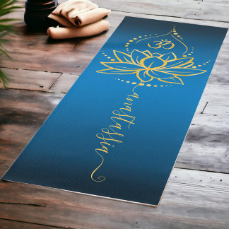 Tapete De Yoga Lotus & Om Personalizados - Minimalista de Nome Pe