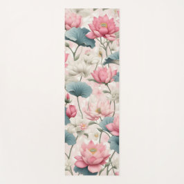 Tapete De Yoga Lotus Romântico em Rosa, Creme e Verde Suave