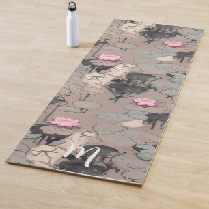 Tapete De Yoga Lótus Rosa Flores de Arte Moderna