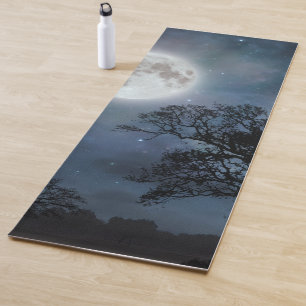 Tapete De Yoga Lua cheia e céu estrelado