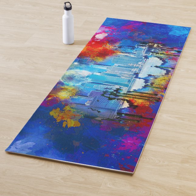 Tapete De Yoga Lua de grafite SlipperyJoe NYC rodeada de espiral (In Situ)