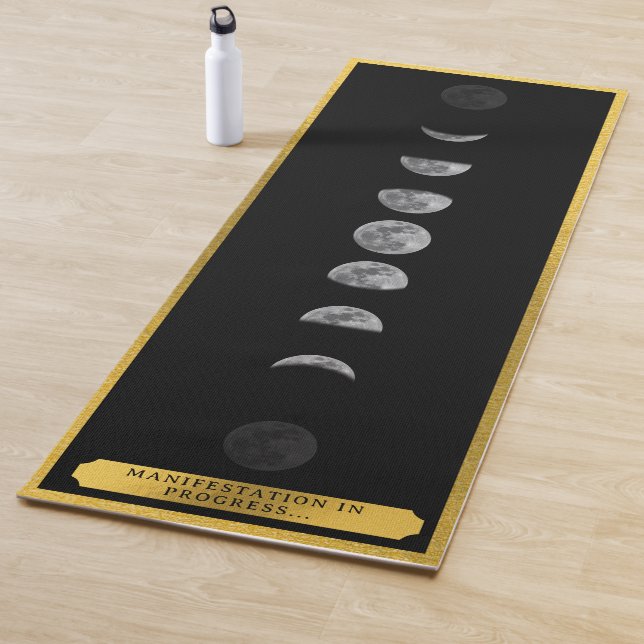 Tapete De Yoga Lunar Moon Phases Studio Dourado Instrutor (In Situ)