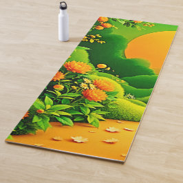 Tapete De Yoga Lush Orange Garden Art