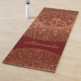 Tapete De Yoga Luxury Elegante Dourado Red Mandala Design Nome