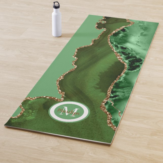 Tapete De Yoga Luxury Mar Dourado Agate Yoga Mat Verde (In Situ)