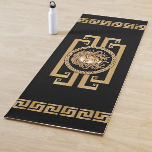 Tapete De Yoga Luxury Medusa Preto e Dourado