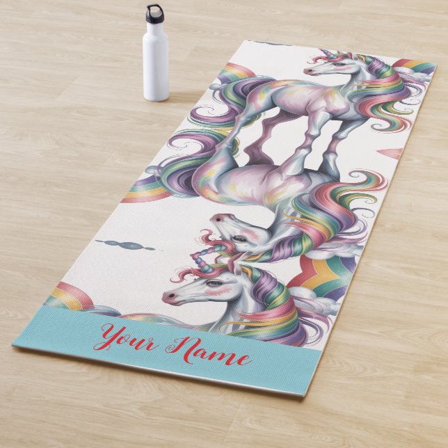 Tapete De Yoga Magical Rainbow Unicorn name Personalized (In Situ)