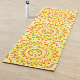 Tapete De Yoga Mandala Amarela Padrão de Sol Radioso Fitness