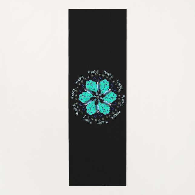 Tapete De Yoga Mandala azul-borboleta-azul-flutter (Frente)