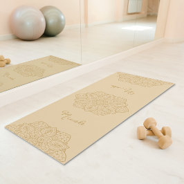 Tapete De Yoga Mandala Bege Adorável Com Nome Personalizado