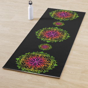 Tapete De Yoga Mandala botânica boêmica colorida Elegante