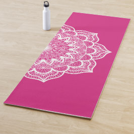 Tapete De Yoga Mandala Branco em Fundo Rosa