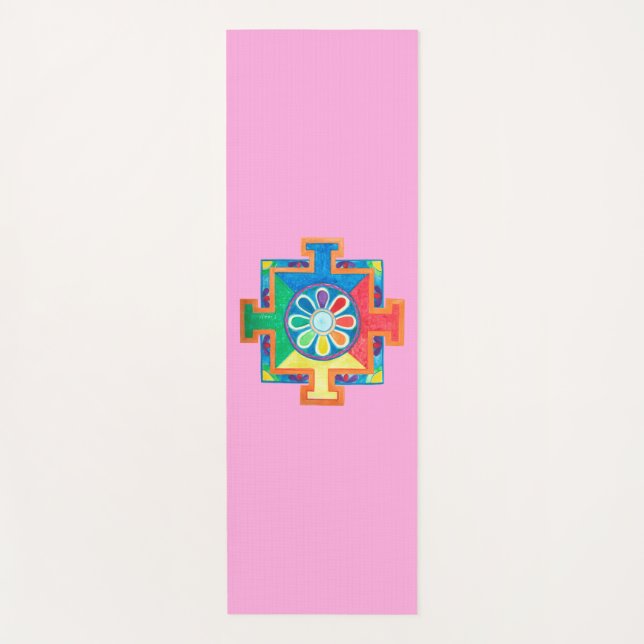 Tapete De Yoga Mandala de Criação de Aquarela (Frente)