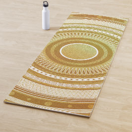 Tapete De Yoga Mandala de Ouro e Brilho
