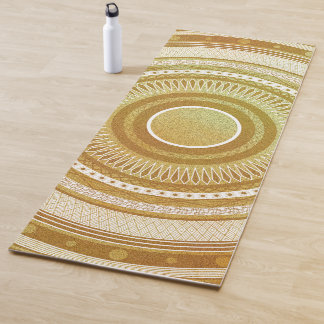 Tapete De Yoga Mandala de Ouro e Brilho