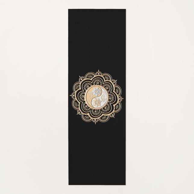 Tapete De Yoga Mandala de Ouro & Prata (Frente)