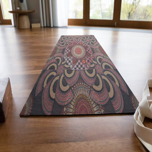 Tapete De Yoga Mandala de semicírculo étnico com moldura mais sol
