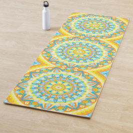 Tapete De Yoga Mandala de Yoga de Verão Laranja Amarelo Vibrante