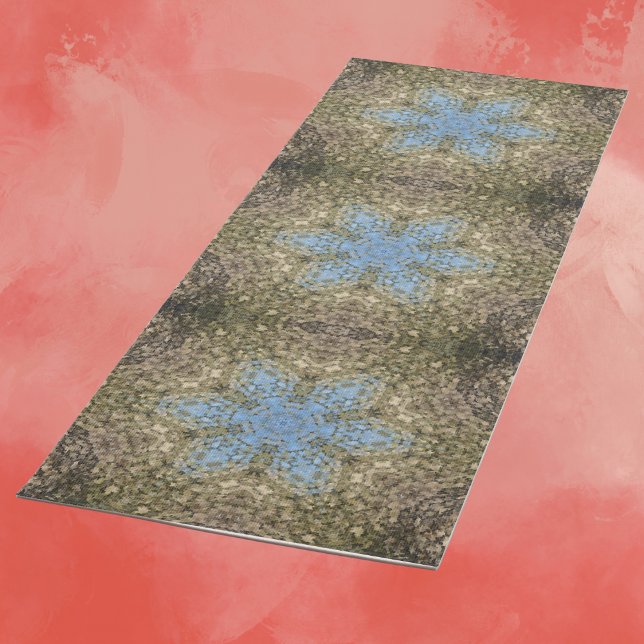 Tapete De Yoga Mandala digital amarelo e azul (Criador carregado)