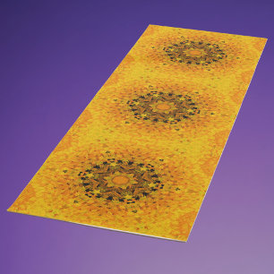 Tapete De Yoga Mandala digital amarelo e preto